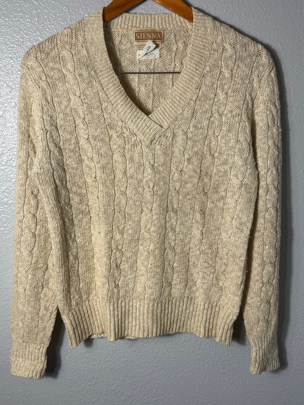 Vintage Sienna Linen Cotton Blend Chunky Knit Sweater Size Medium